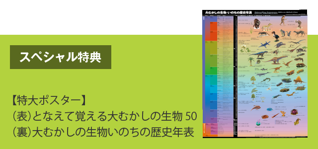 スペシャル特典　【特大ポスター】（表）となえて覚える大むかしの生物50　（裏）大むかしの生物いのちの歴史年表