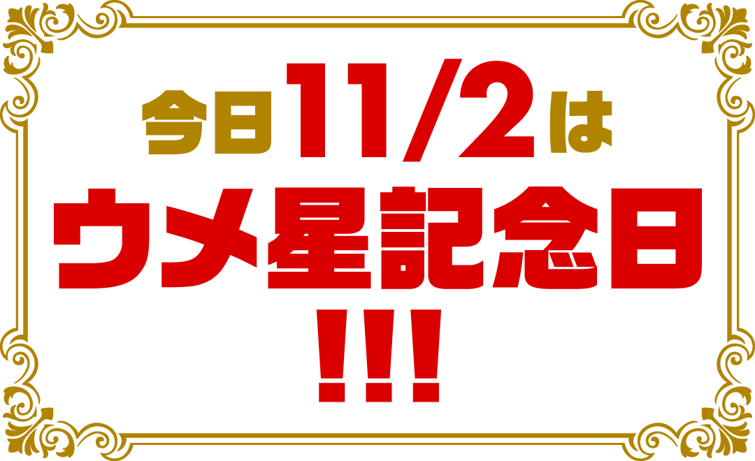 今日11月2日はウメ星記念日!!!